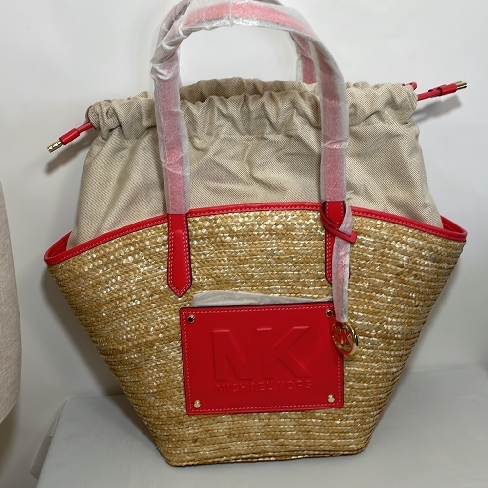 Michael Kors Kimber Large straw string tote shoulder bag - Picture 7 of 11